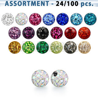 blk314 surtido piercings 24 100 bolas multi cristal 3mm rosca . el precio es tan bajo como 1 43$ por pieza al por mayor