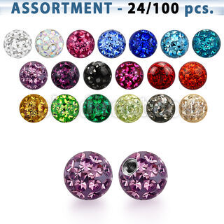 blk317 surtido piercings 24 100 bolas multi cristal 5mm rosca . el precio es tan bajo como 1 34$ por pieza al por mayor