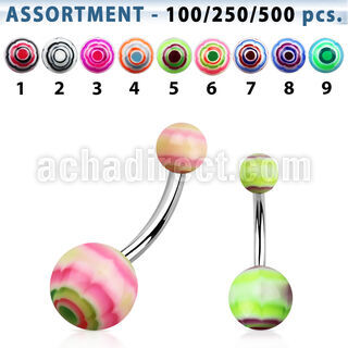 blk331 surtido piercings surtido piercings ombligo acero quirurgico bolas acrilicas marmoladas multicolor 5 8mm 10mm distribuidor