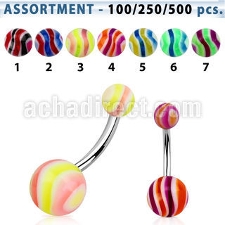 blk334 surtido piercings surtido piercings ombligo acero quirurgico bolas acrilico uv patron olas 5 8mm 10mm distribuidor