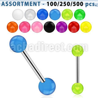 blk344 surtido piercings surtido barbells lengua acero quirurgico bolas acrilico uv 6mm 16mm distribuidor