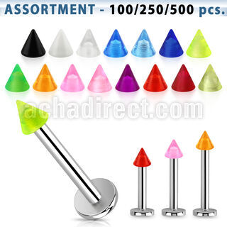 blk347 surtido piercings surtido labrets acero quirurgico conos acrilico uv 3mm 8mm mayorista