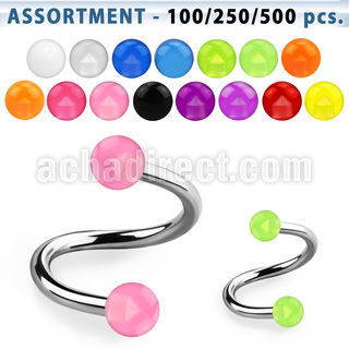 blk352 surtido piercings surtido espirales ceja acero quirurgico bolas acrilico uv 3mm 8mm venta