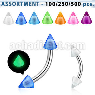 blk360 surtido piercings surtido bananas ceja acero quirurgico conos brillan oscuridad 3mm 8mm mayorista