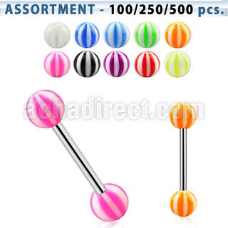 blk366 surtido piercings surtido barbells lengua acero quirurgico bolas acrilicas pelota playa 6mm 16mm al por mayor
