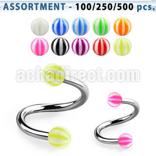 blk375 surtido piercings surtido espirales ceja acero quirurgico bolas acrilicas pelota playa 3mm 8mm distribuidor