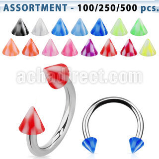 blk384 surtido piercings barbells circulares acero quirurgico variados conos acrilicos cuadros 3mm 8mm mayorista