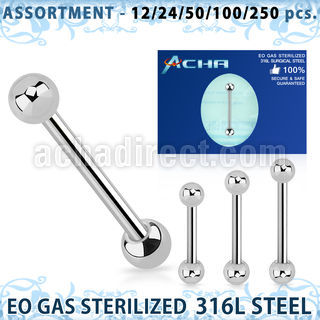 blk476 surtido piercing surtido 250 50 piercings esterilizados barbells lengua acero quirurgico 316l bolas 5mm 16mm 22mm venta