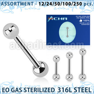 blk481 surtido piercing surtido 250 50 piercings esterilizados barbells ceja helix acero quirurgico 316l bolas 3mm distribuidor mayorista