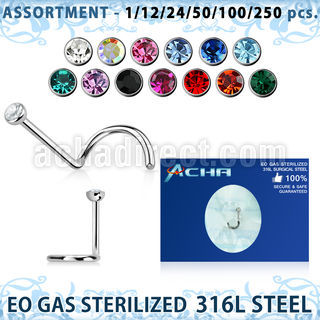 blk483 surtido piercings surtido 250 50 piercing esterilizado piercing nariz l acero quirurgico 316l cristal bisel bola redonda al por mayor