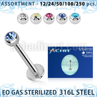 blk485 surtido piercings surtido 250 50 piercings esterilizados 100 labrets acero 316l bolas joya bisel 3mm venta