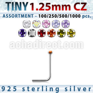 blk520 surtido por mayorpiercing nariz l plata esterlina 925 0 6mm zirconia redonda 1 25mm al por mayor