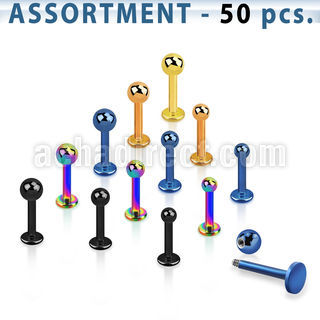 blk73 surtido piercings 50 labrets acero 316l anodizado bola 3mm 8mm 10mm bola 4mm 8mm mayorista