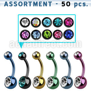 blk80 surtido piercings 50 piercings ombligo acero quirurgico pvd bolas doble joya bisel 5 8mm 10mm distribuidor mayorista