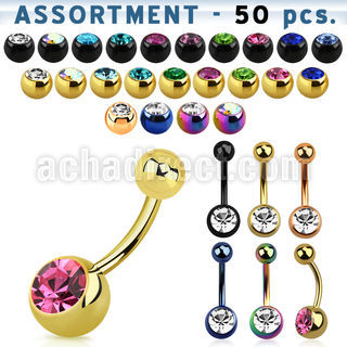 blk80b surtido piercings 50 piercings ombligo acero quirurgico pvd bola joya 8mm bola acero al por mayor