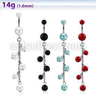 bndpr7 piercing ombligo acero quirurgico bolas perlas falsas 5 8mm multiples perlas 10mm distribuidor mayorista