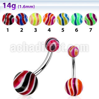 bndxc piercing ombligo acero quirurgico bolas acrilicas olas multi color 5 8mm 10mm al por mayor