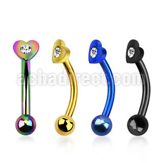 bnethj banana ceja acero quirurgico anodizado corazon cristal centro lado bola 3mm 8mm al por mayor