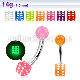 bngldi piercing ombligo acero quirurgico bola brilla oscuridad 5mm dado brilla oscuridad 5mm distribuidor mayorista