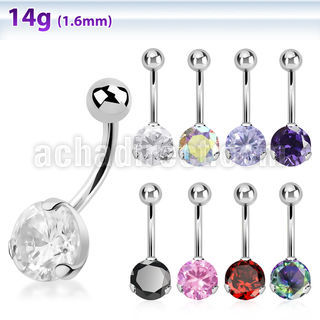 bnrdz8 piercing ombligo acero quirurgico zirconia 8mm 10mm venta