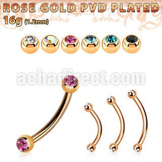 bnttjb25 banana ceja acero 316l pvd oro rosa bolas 2 5mm joya cristal bisel distribuidor mayorista