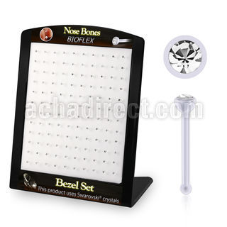 brac17 display 120 piercing nariz hueso bio flexible redonda 2mm cristal swarovski bisel mayorista