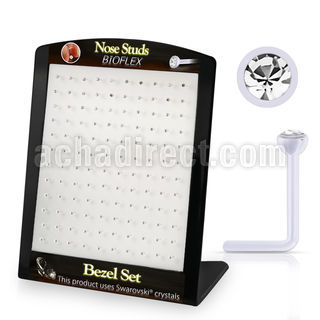 brac23 display 120 piercing nariz l bio flexible redonda 2 5mm cristal swarovski bisel mayorista