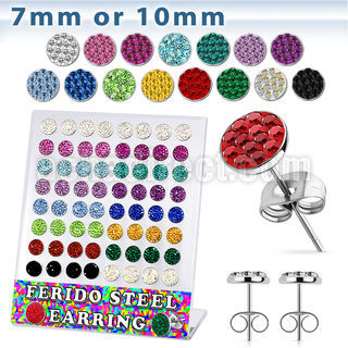 brerfr1 display 32 pares piercings oreja acero quirurgico cristal ferido 7mm 10mm distribuidor