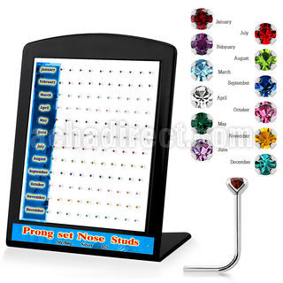 brnspbt display 120 piercing nariz l plata 925 0 6mm cristal redondo 1 5mm colores nacimiento al por mayor