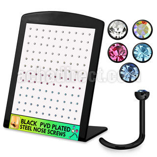 brnstc2 display 120 piercing nariz l acero quirurgico anodizado negro cristal redondo 2mm distribuidor mayorista