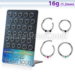 brsegh22 display unidades aro segmento bisagras acero acabado brillo espejo pequenos cristales colores alternos