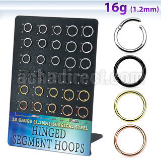 brsegh25 pvd plated 316l steel hinged segment rings 30pcs