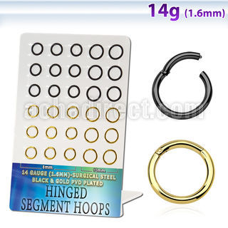 brsegh9 display unidades aro segmento bisagra acero quirurgico chapado pvd oro negro interno