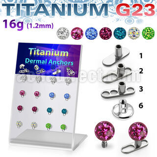 brtsa8 display 16 base solida microdermal titanio g23 bola 4mm microdermal multi cristal mayorista