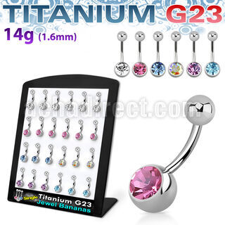 brubn3 display 24 piercings ombligo titanio g23 bola titanio liso 5mm bola titanio joya 8mm 8mm 14mm distribuidor mayorista