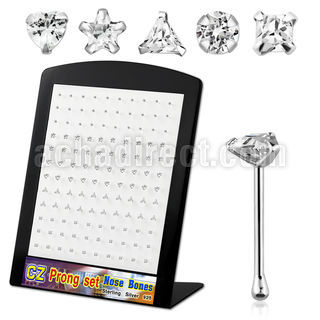 brzbmc display 120 piercings nariz hueso plata 925 0 6mm zirconia claras cuadradas redondas 2mm estrella corazon tri 3mm al por mayor