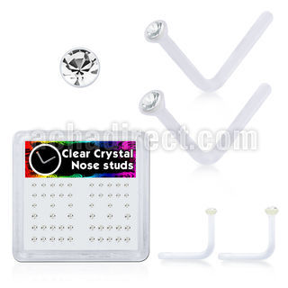 bxa29 caja display piercing nariz l acrilico transparente cristal claro redondo 1 5mm 2mm al por mayor