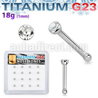 bxunb1 caja 16 piercing nariz hueso titanio g23 1mm cristal bisel distribuidor mayorista