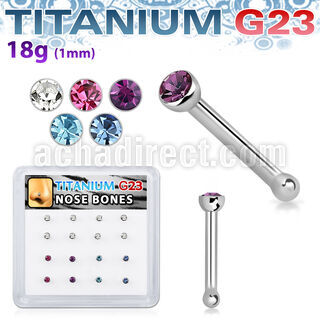 bxunb2 caja 16 piercing nariz hueso titanio g23 1mm cristal bisel venta