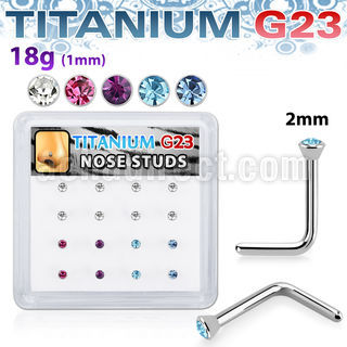 bxunl2 titanium g23 nose studs colors bezel set 16pcs