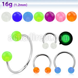 cbeglb4l barbell circular diametro acero 316l bolas 4mm acrilico brilla oscuridad usar como arete distribuidor