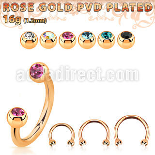 cbttjb25 barbell circular acero quirurgico pvd oro rosa bolas 2 5mm joya cristal bisel al por mayor