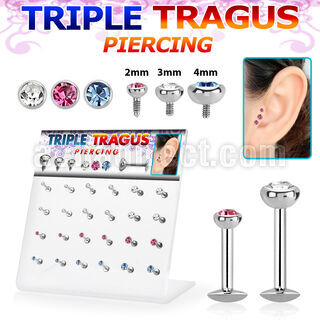 dacb121 display 24 labrets acero quirurgico rosca interna joya bisel 2mm 4mm piercings triple tragus 6mm 8mm venta