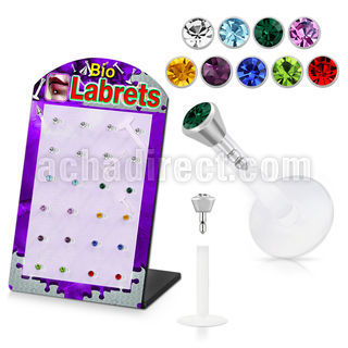 dljy2 display 24 labrets transparentes bio flexibles cabeza parte cristal 2 5mm presion distribuidor