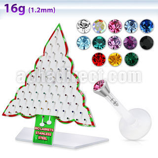 dxmas4 display acrilico arbol navidad 64 labret bio flexible transparente joya presion 2 5mm 6mm 8mm distribuidor mayorista