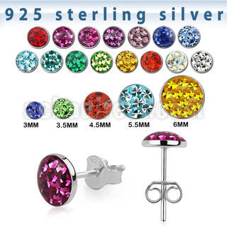 ervfr par piercing oreja plata 925 cristal ferido mayorista