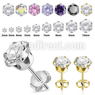 erz par piercing oreja acero inoxidable zirconia redonda clara 3mm 10mm distribuidor