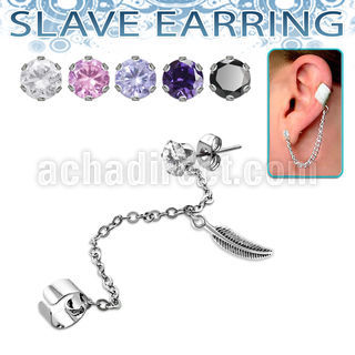 erzdld9 piercing oreja acero inoxidable zirconia redonda conectada falsa esclava helix clip pluma colgando distribuidor mayorista