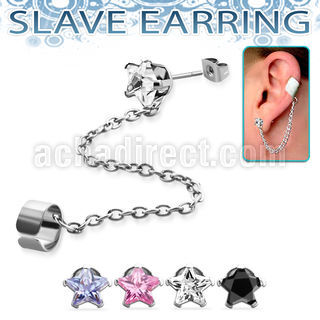 erzsdl par piercing oreja acero quirurgico zirconia estrella conectada falsa esclava helix clip se vender por pieza no por par distribuidor