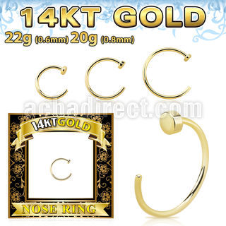 gcln 14k gold clip on nose hoop ring flat back